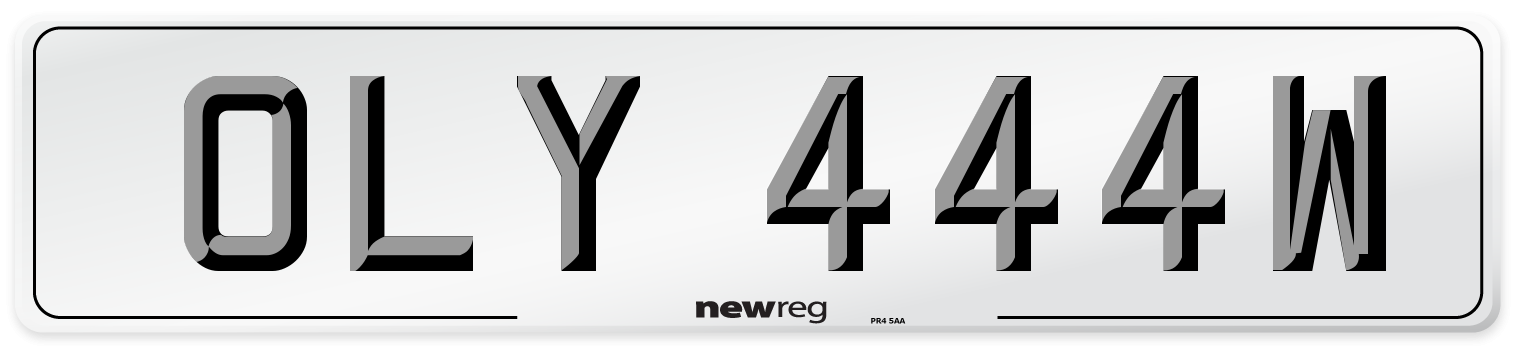 OLY 444W Number Plate from New Reg